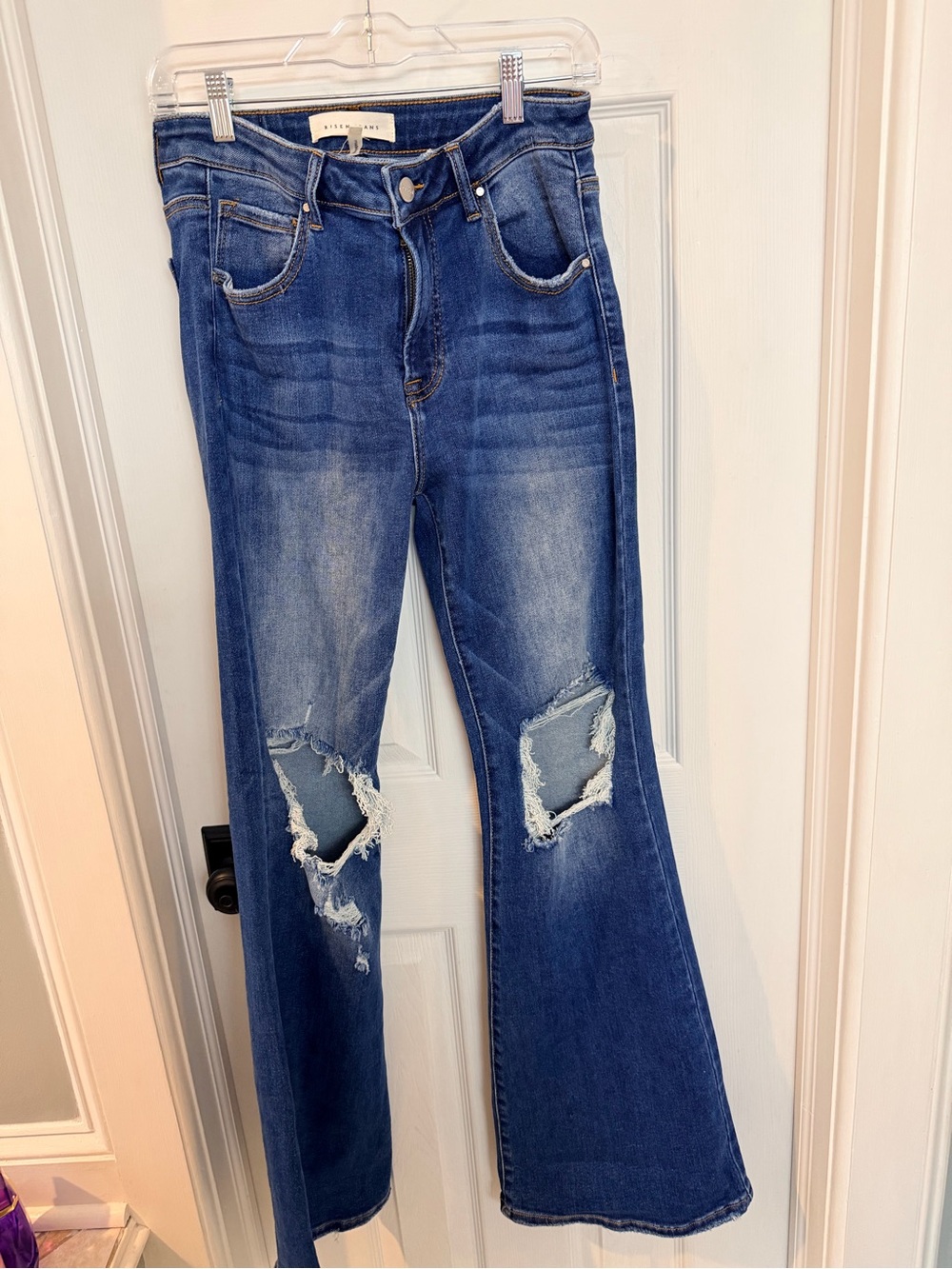 RISEN Jeans Size 11/30 High Rise Distressed Flare Bell Bottom